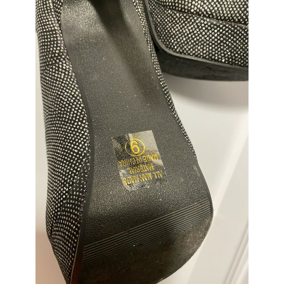 Charlotte Russe Black Glimmer Heels Sz 9 Womens Party Platform 4.5” Heels - Picture 9 of 9